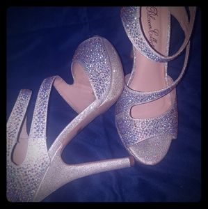Silver sparkle heels